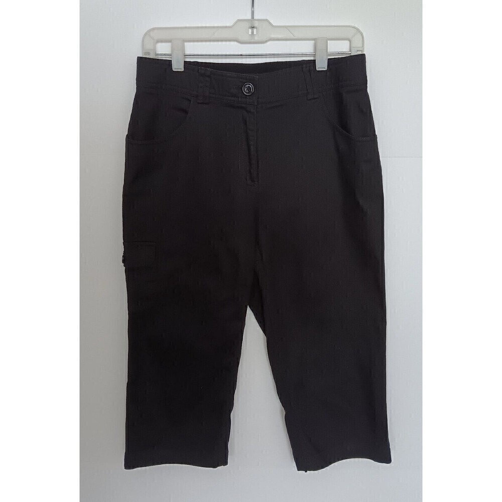 Size 8 Counterparts Black Capri Pants Cropped Elastic Waistband